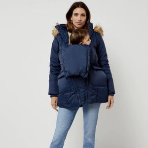 Modern Eternity Maternity Rachel Puffer Jacket Navy Size Small